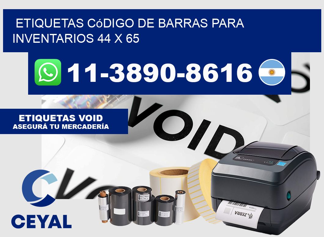 Etiquetas código de barras para inventarios 44 x 65