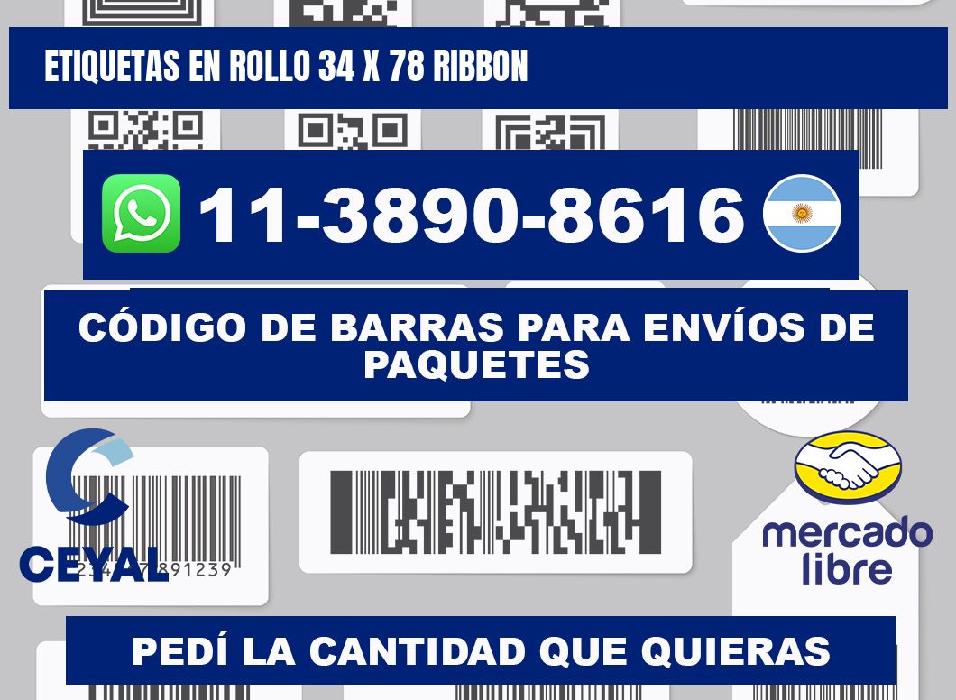 Etiquetas en rollo 34 x 78 ribbon