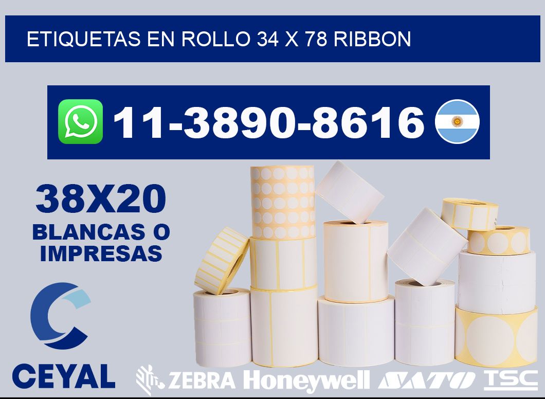 Etiquetas en rollo 34 x 78 ribbon
