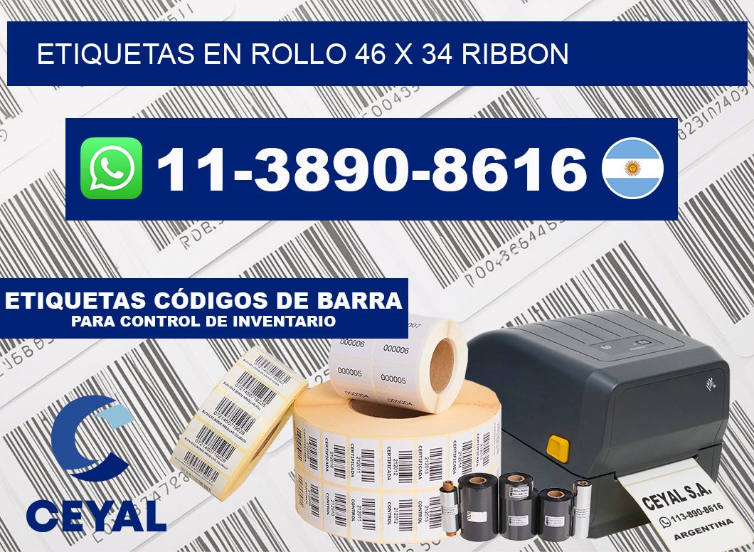 Etiquetas en rollo 46 x 34 ribbon