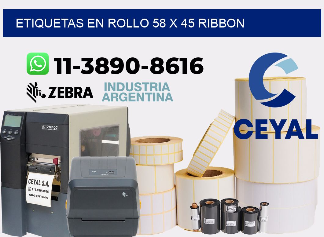 Etiquetas en rollo 58 x 45 ribbon
