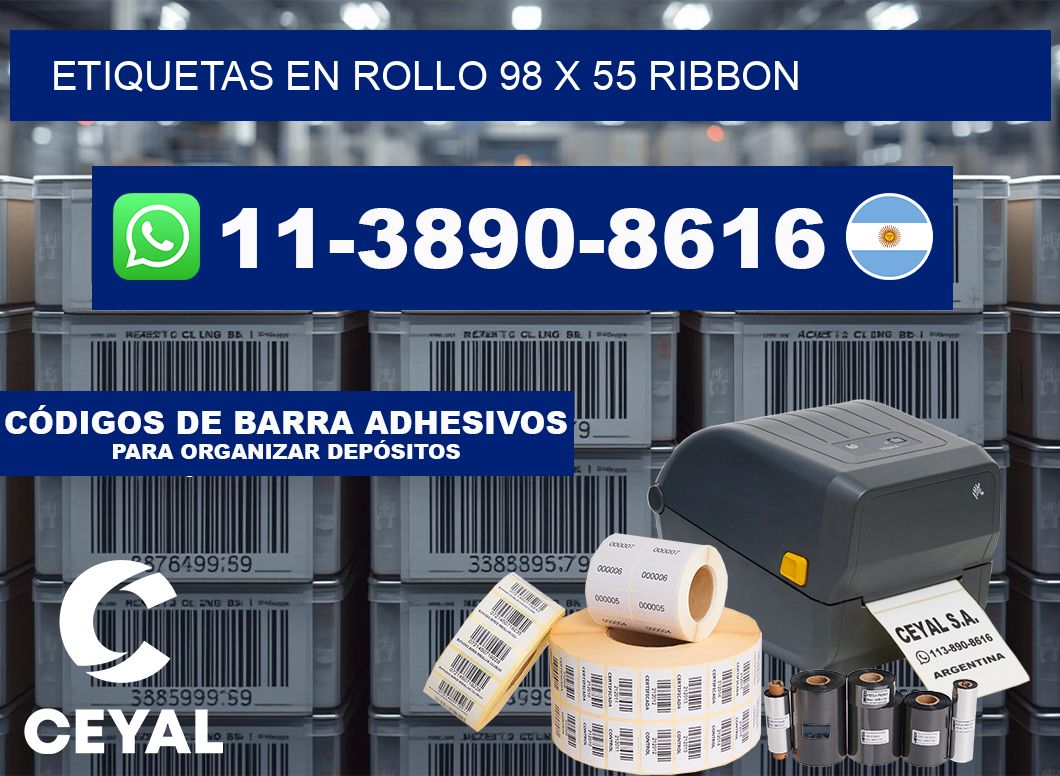 Etiquetas en rollo 98 x 55 ribbon
