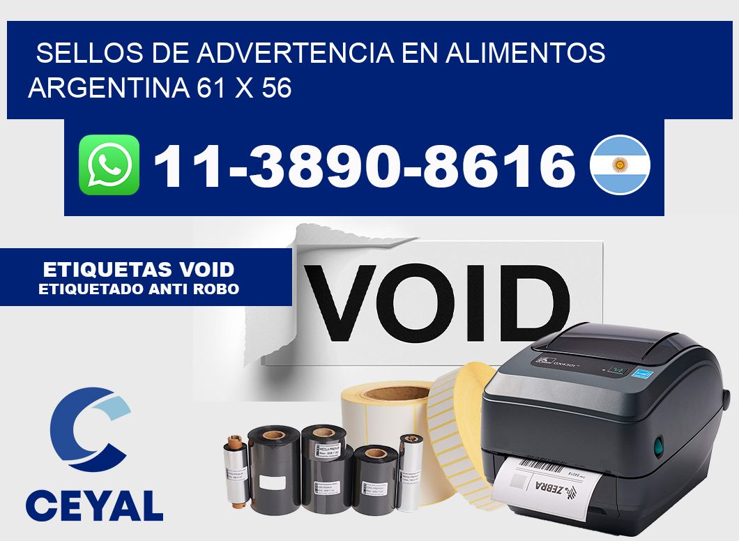 Sellos de advertencia en Alimentos argentina 61 x 56