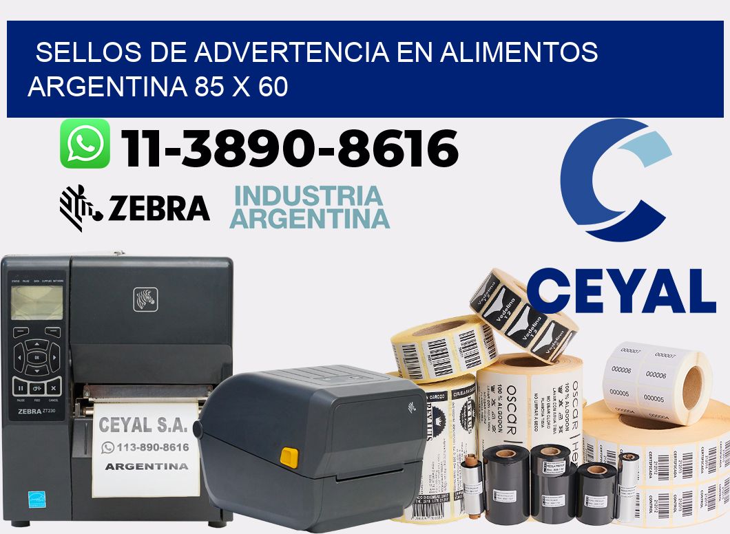 Sellos de advertencia en Alimentos argentina 85 x 60