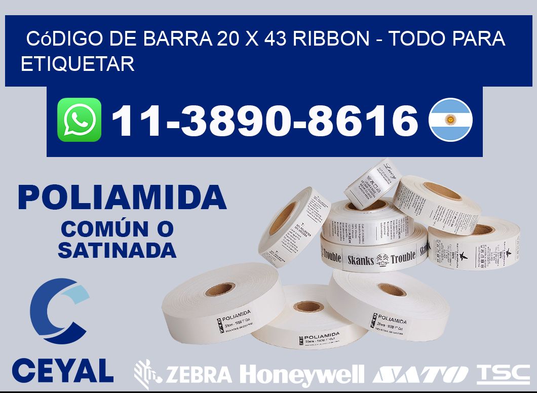 código de barra 20 x 43 ribbon - Todo para Etiquetar