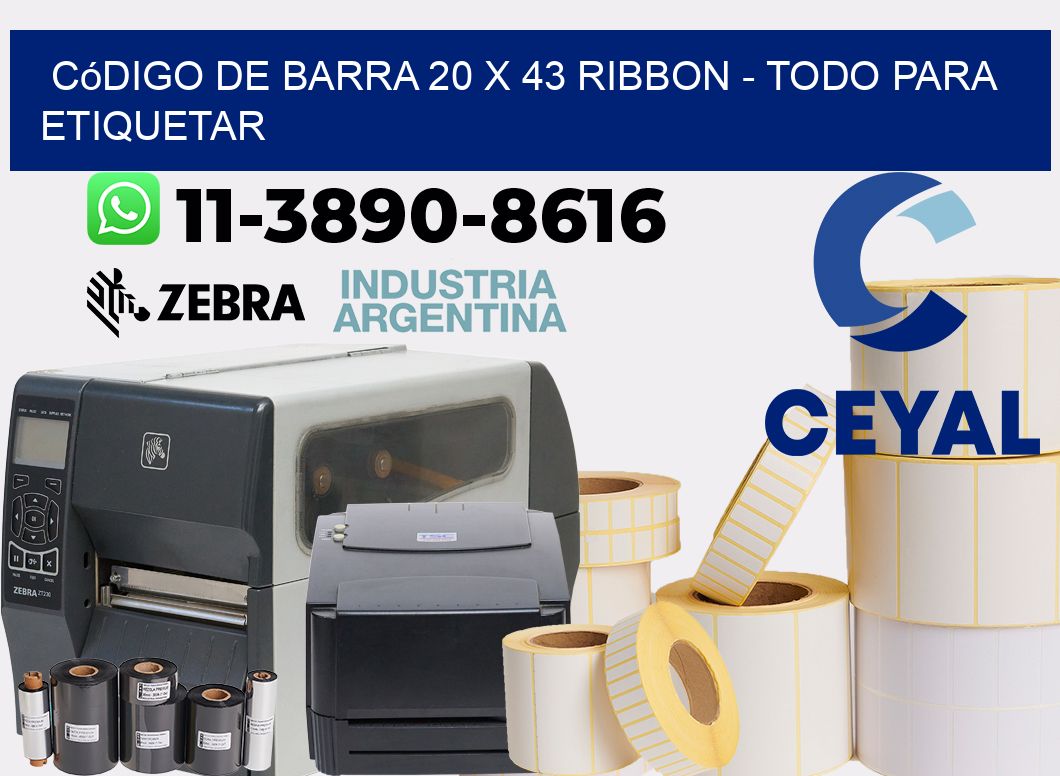 código de barra 20 x 43 ribbon - Todo para Etiquetar