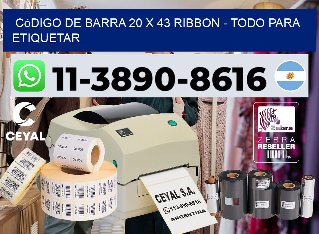 código de barra 20 x 43 ribbon – Todo para Etiquetar
