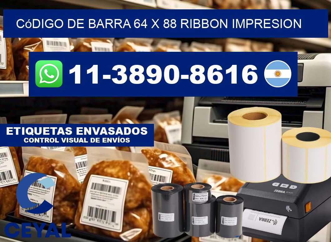 código de barra 64 x 88 ribbon impresion