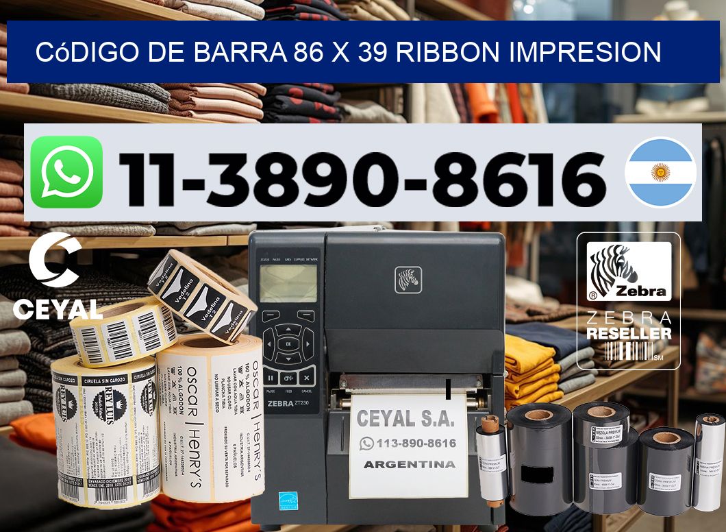 código de barra 86 x 39 ribbon impresion