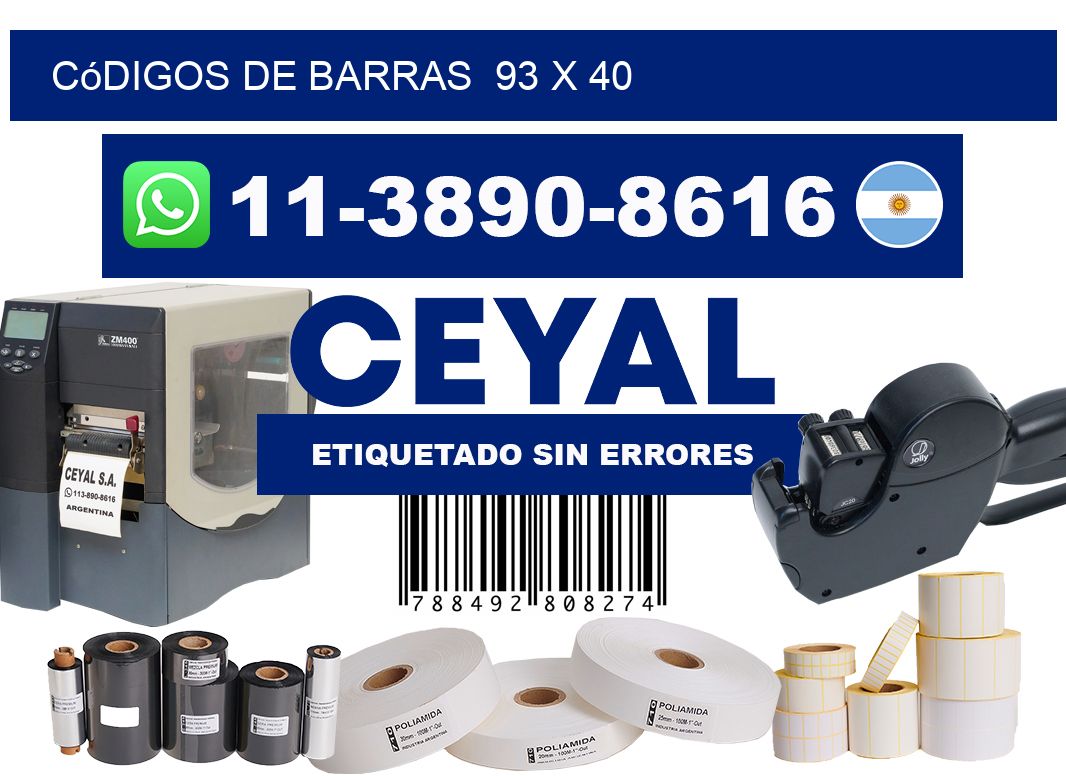 códigos de barras  93 x 40