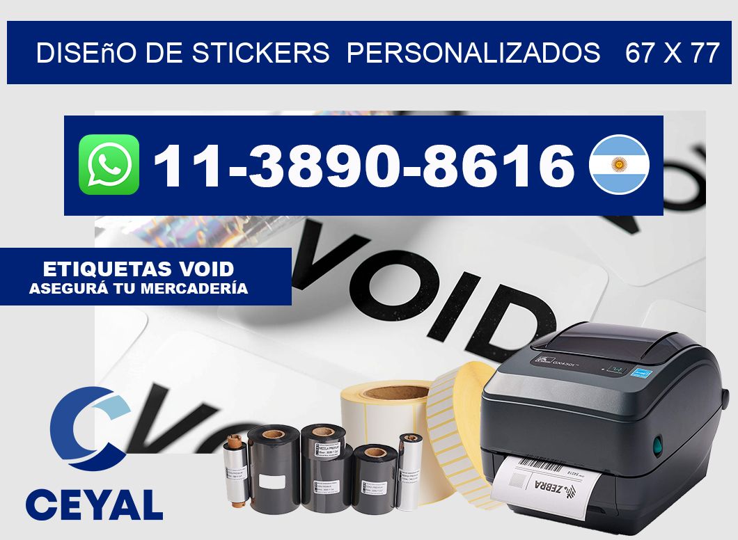 diseño de stickers  personalizados   67 x 77