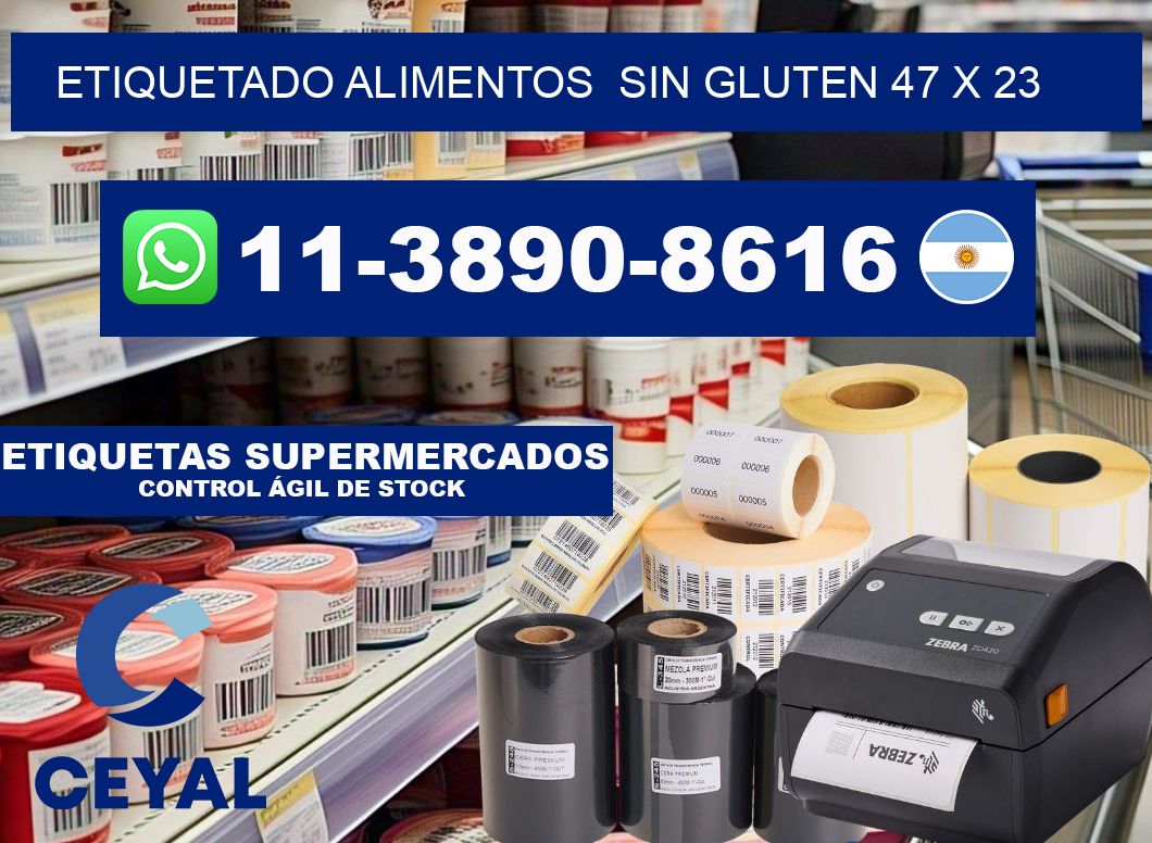 etiquetado alimentos  Sin gluten 47 x 23