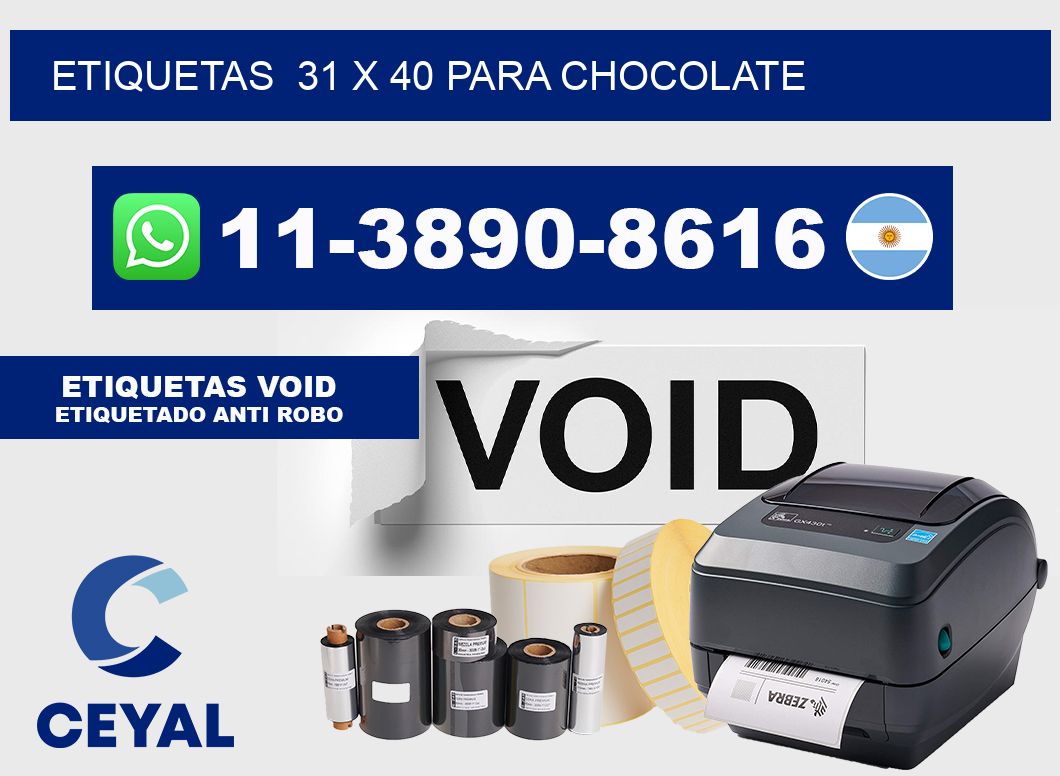 etiquetas  31 x 40 para Chocolate