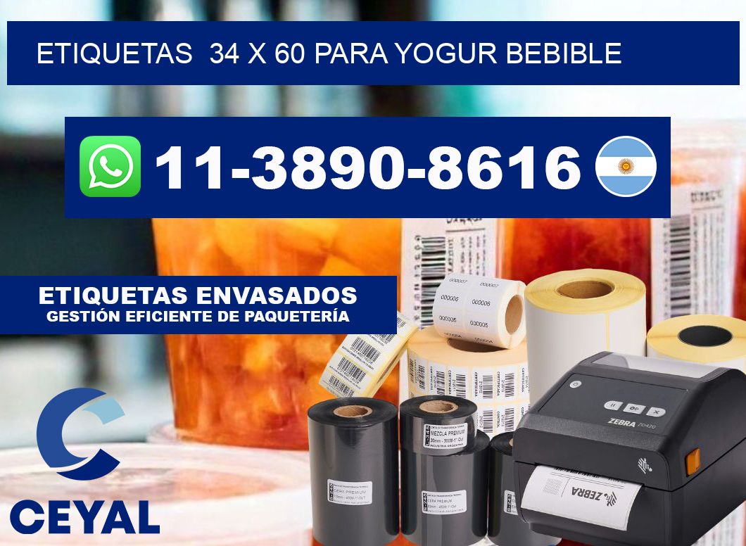 etiquetas  34 x 60 para Yogur bebible