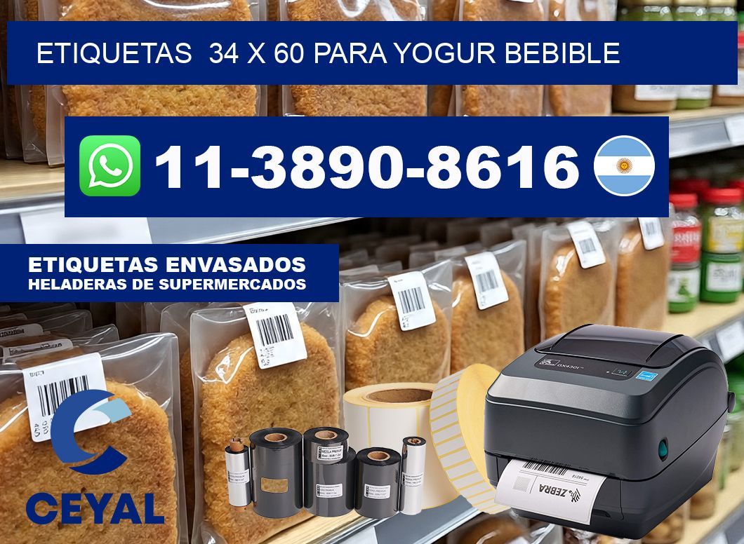 etiquetas  34 x 60 para Yogur bebible