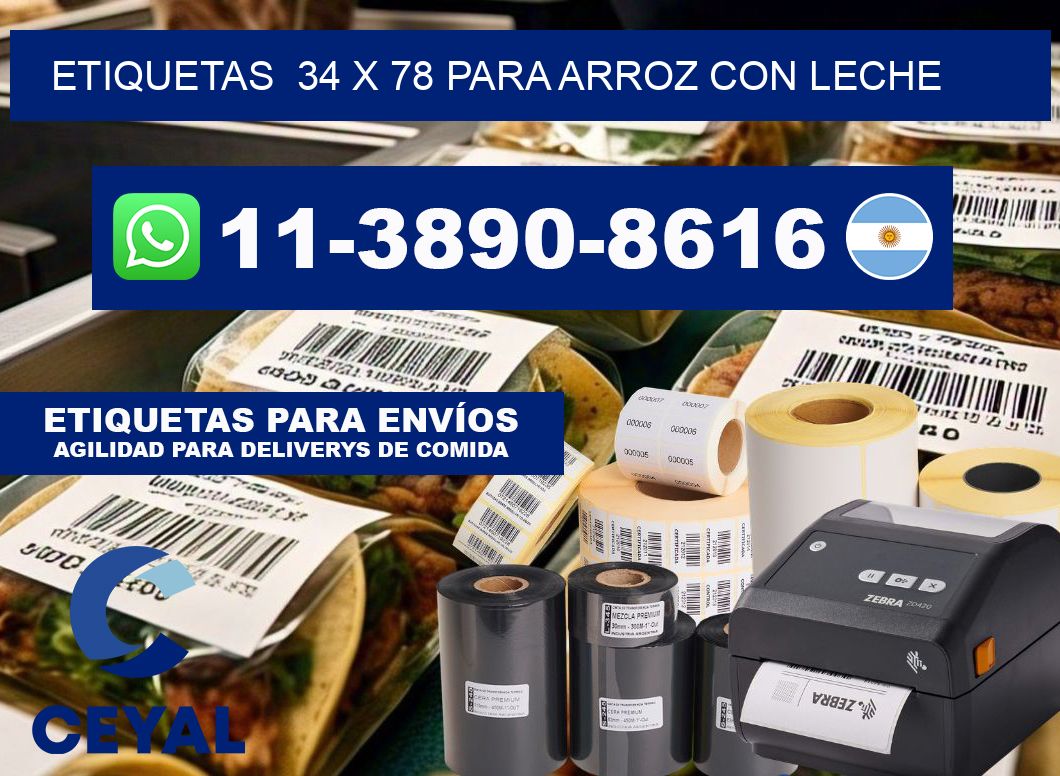 etiquetas 34 x 78 para Arroz con leche