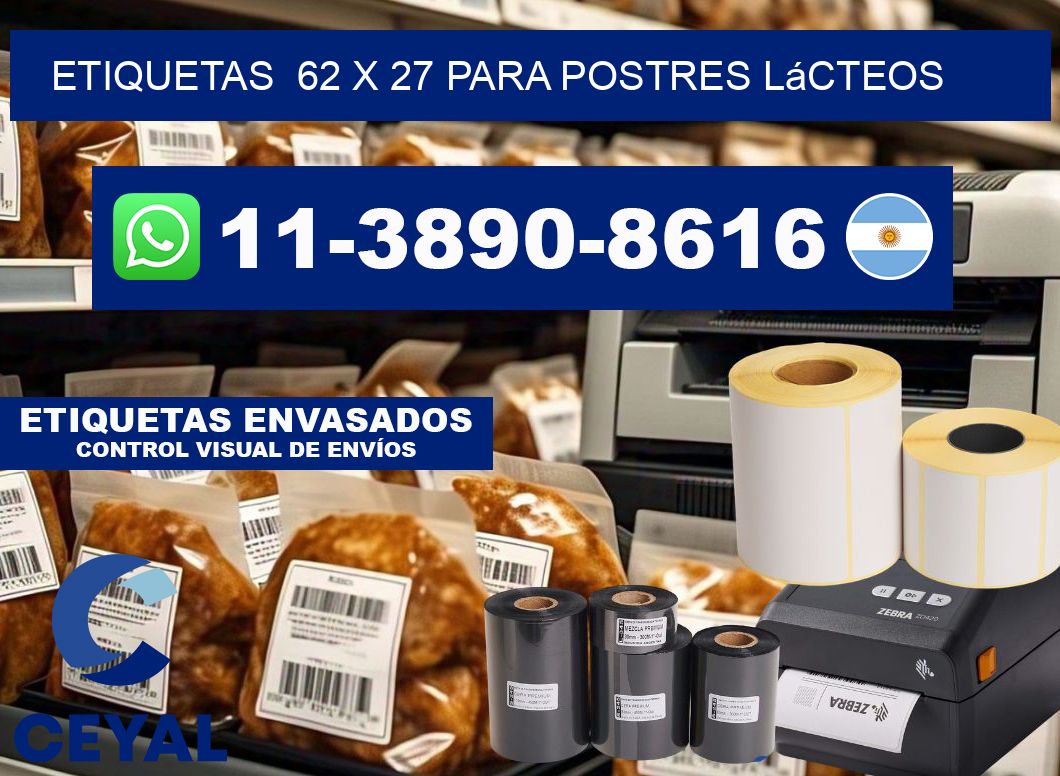 etiquetas  62 x 27 para Postres lácteos