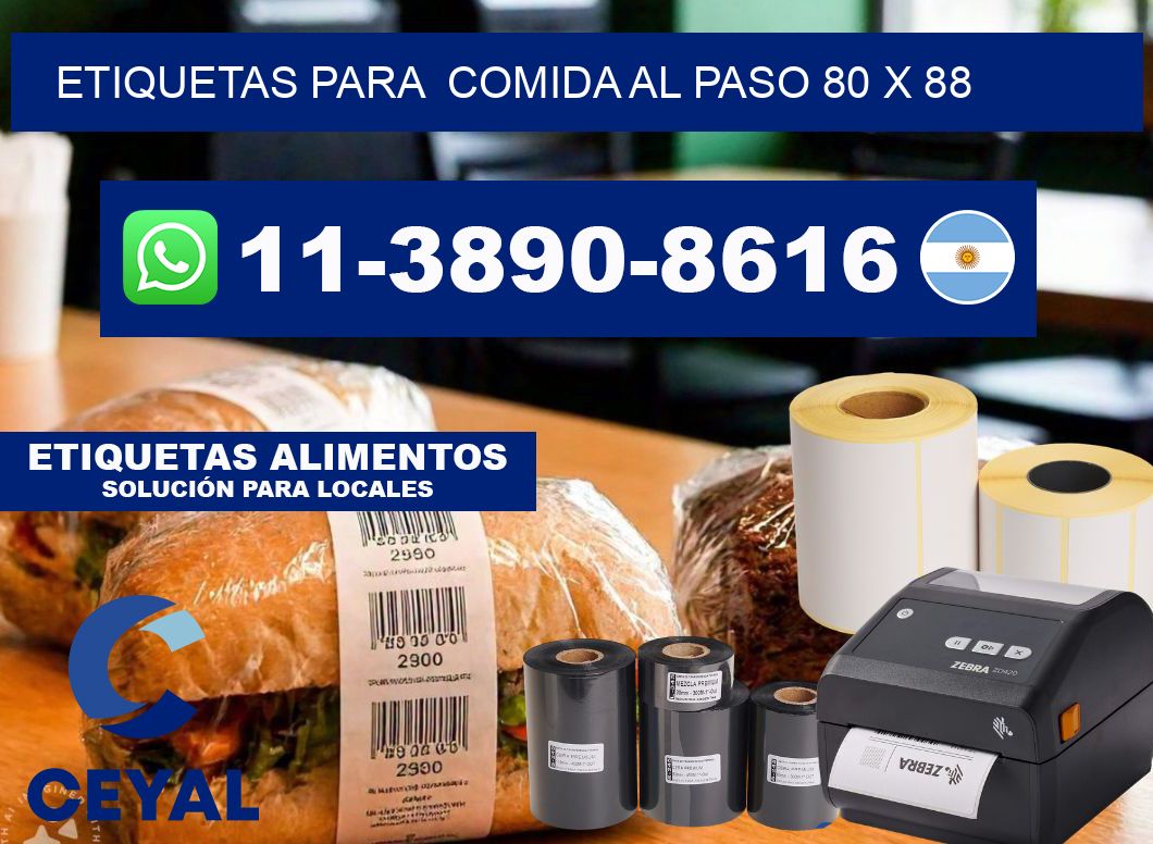 etiquetas para  Comida al paso 80 x 88