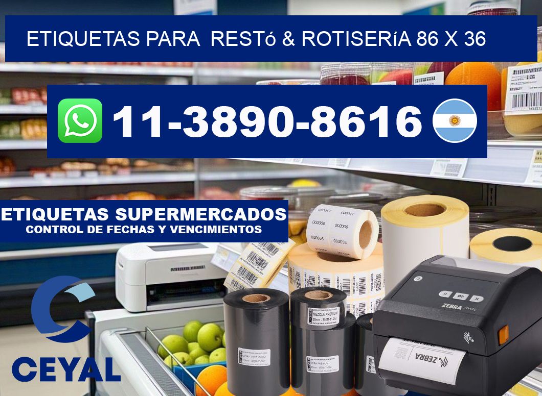etiquetas para  Restó & rotisería 86 x 36