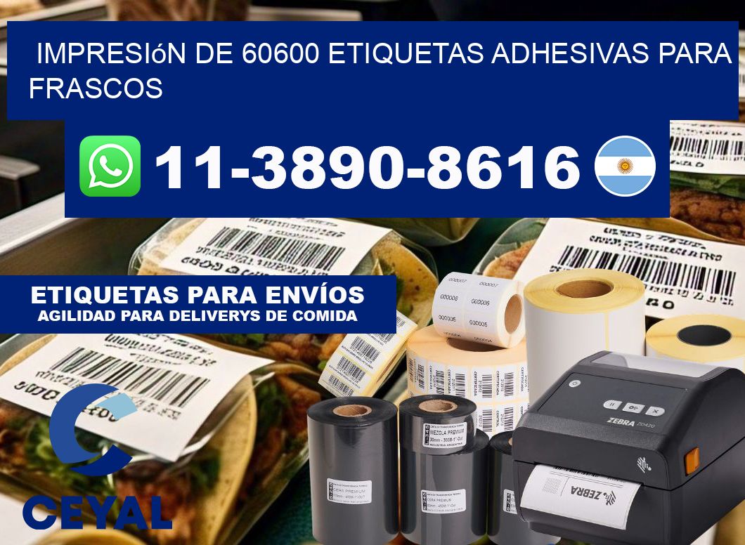 impresión de 60600 etiquetas adhesivas para frascos