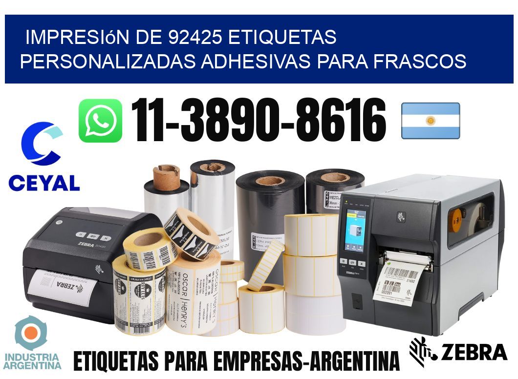 impresión de 92425 etiquetas personalizadas adhesivas para frascos