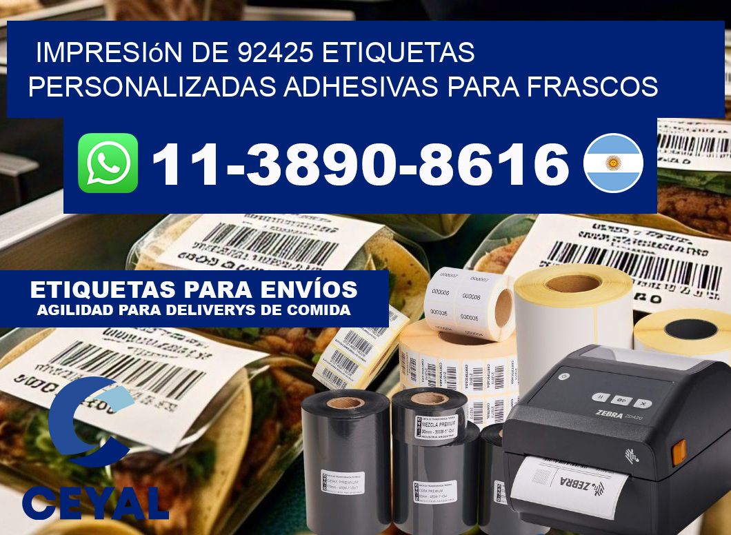 impresión de 92425 etiquetas personalizadas adhesivas para frascos
