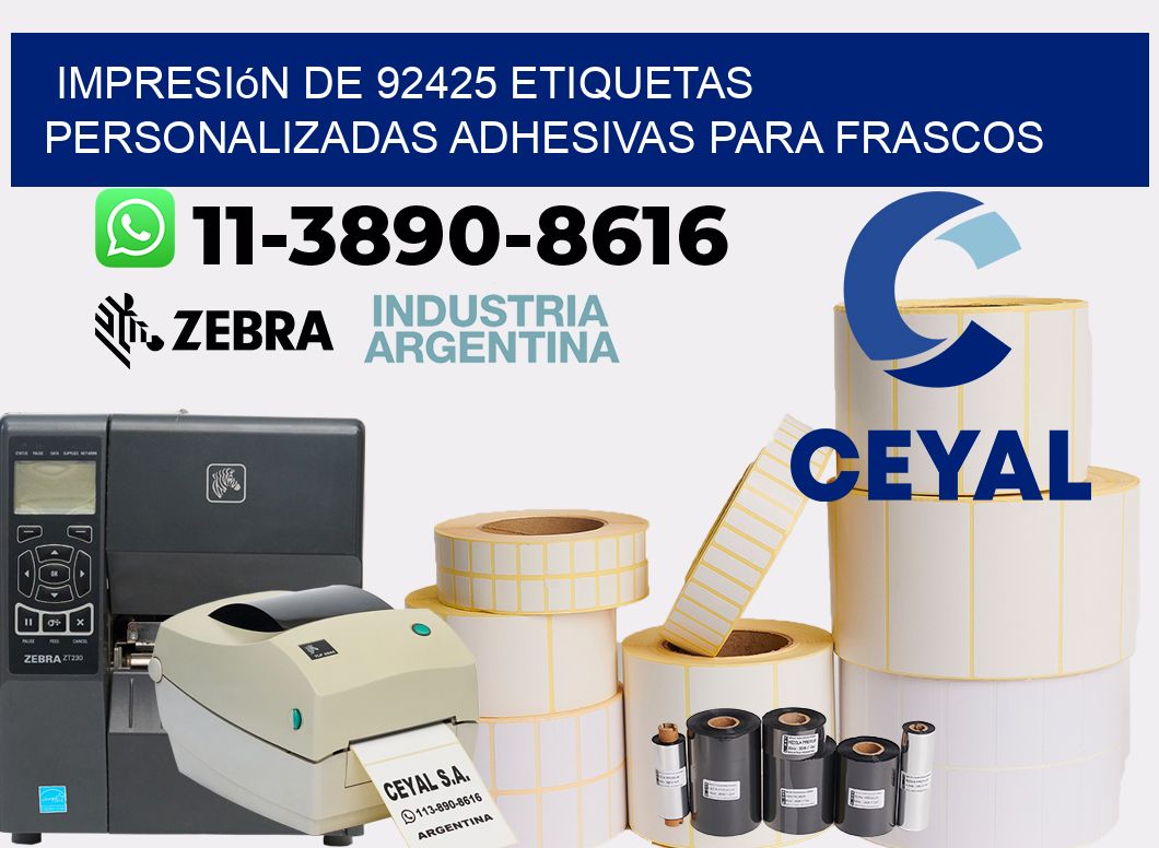 impresión de 92425 etiquetas personalizadas adhesivas para frascos