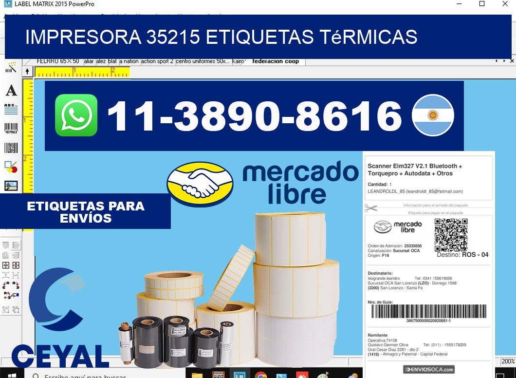 impresora 35215 etiquetas térmicas