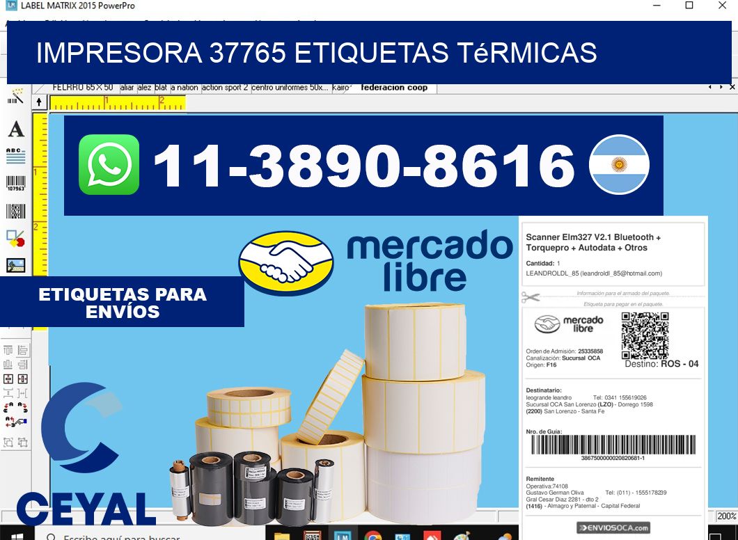 impresora 37765 etiquetas térmicas
