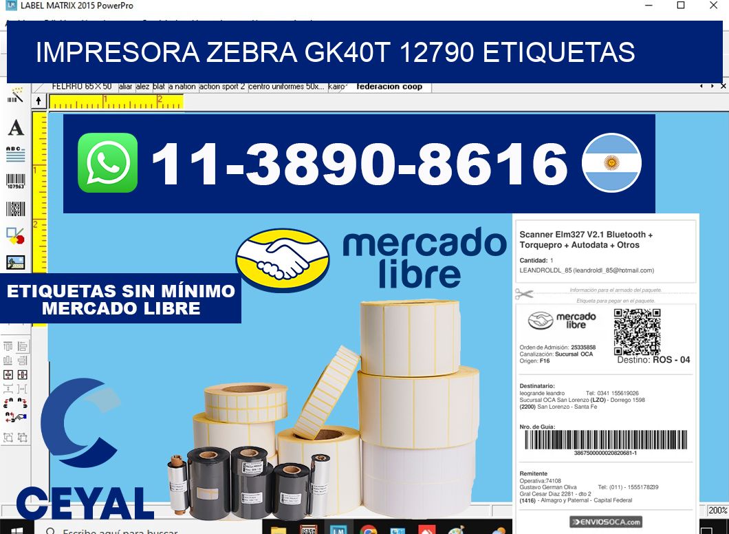 impresora zebra gk40t 12790 etiquetas