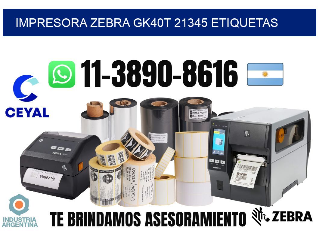 impresora zebra gk40t 21345 etiquetas