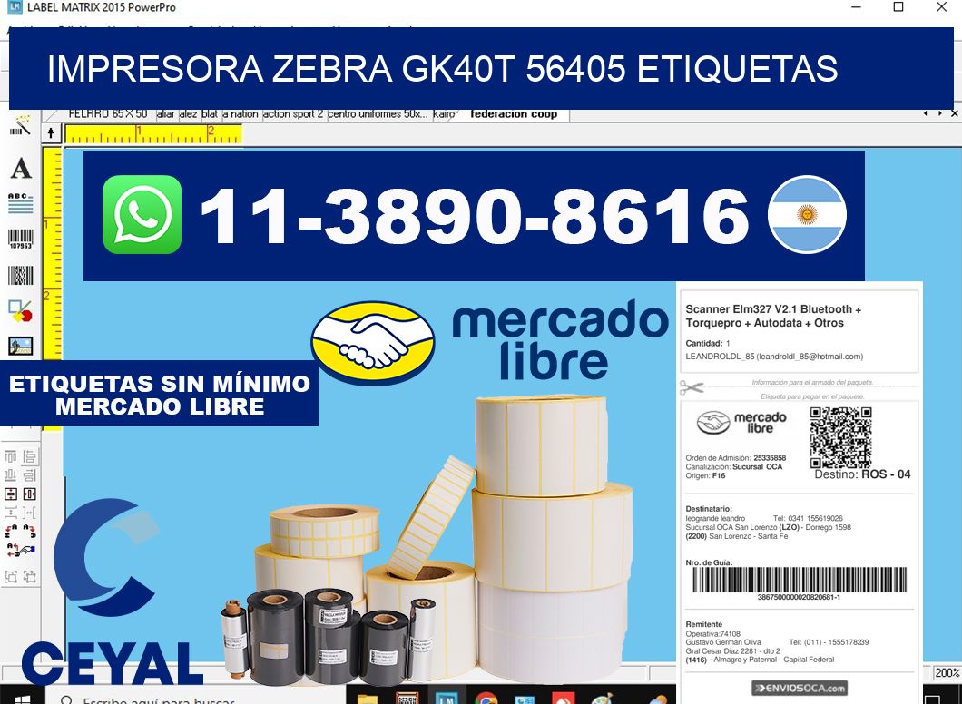 impresora zebra gk40t 56405 etiquetas