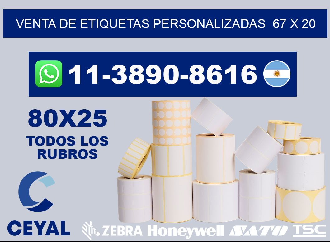 venta de etiquetas personalizadas  67 x 20