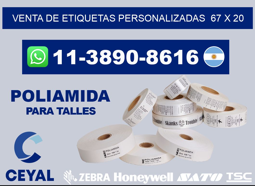 venta de etiquetas personalizadas  67 x 20