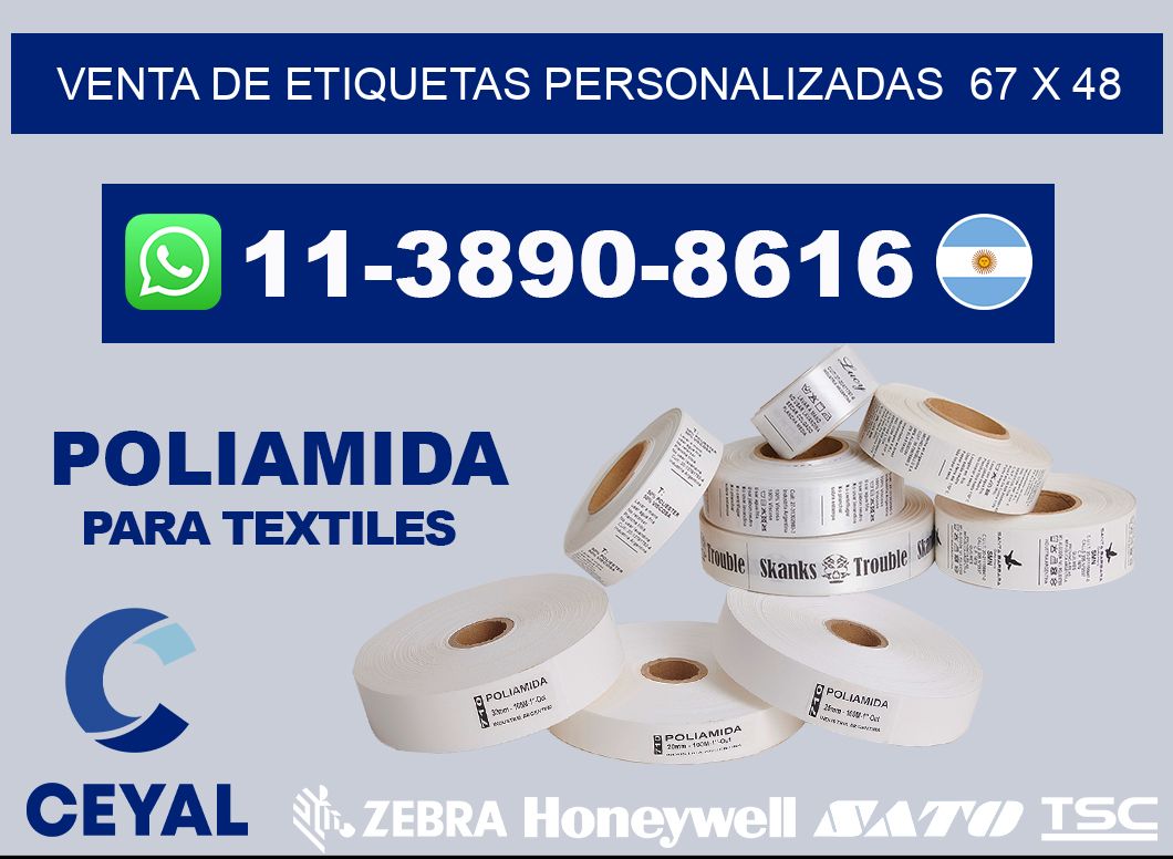 venta de etiquetas personalizadas  67 x 48