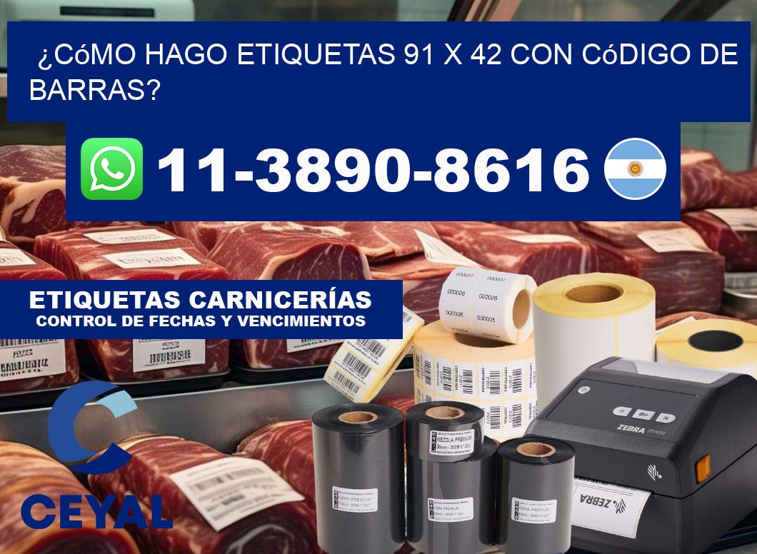¿Cómo hago etiquetas 91 x 42 con código de barras?