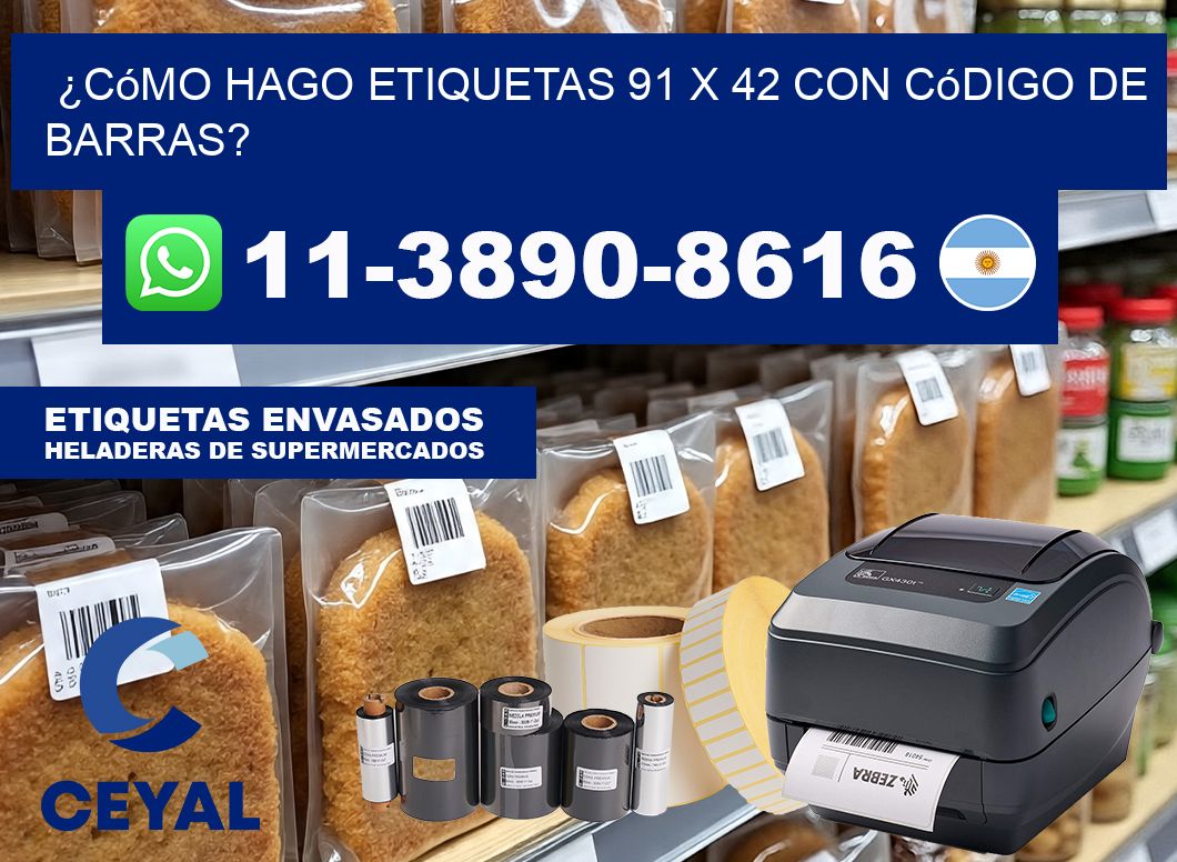 ¿Cómo hago etiquetas 91 x 42 con código de barras?