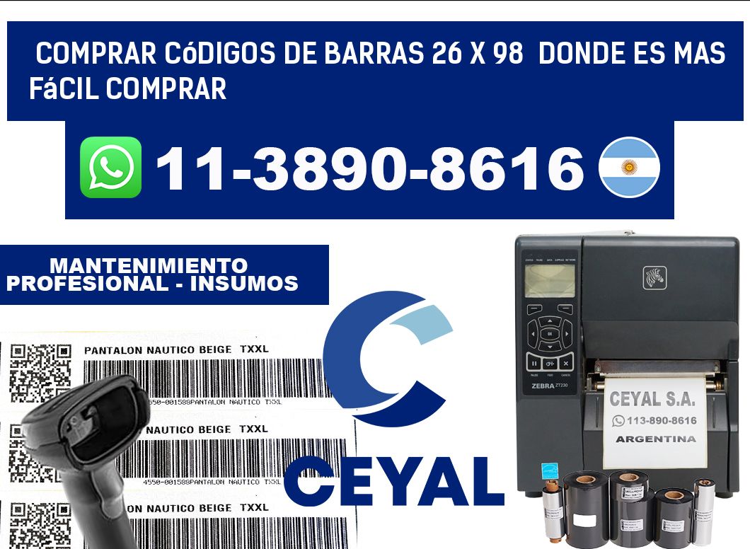 Comprar códigos de barras 26 x 98  Donde es mas fácil comprar