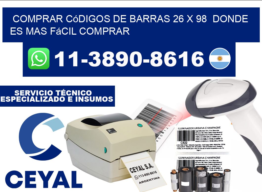 Comprar códigos de barras 26 x 98  Donde es mas fácil comprar