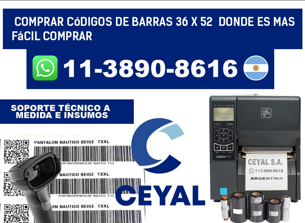 Comprar códigos de barras 36 x 52  Donde es mas fácil comprar