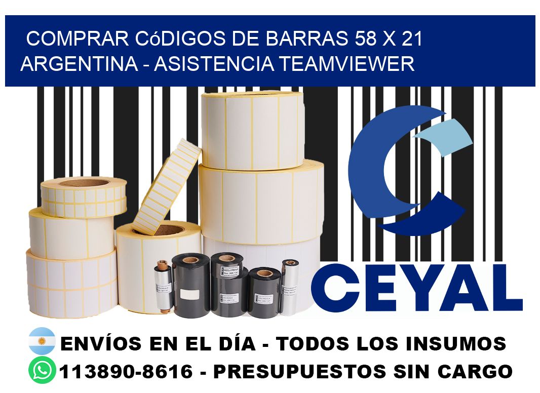 Comprar códigos de barras 58 x 21 argentina - asistencia teamviewer