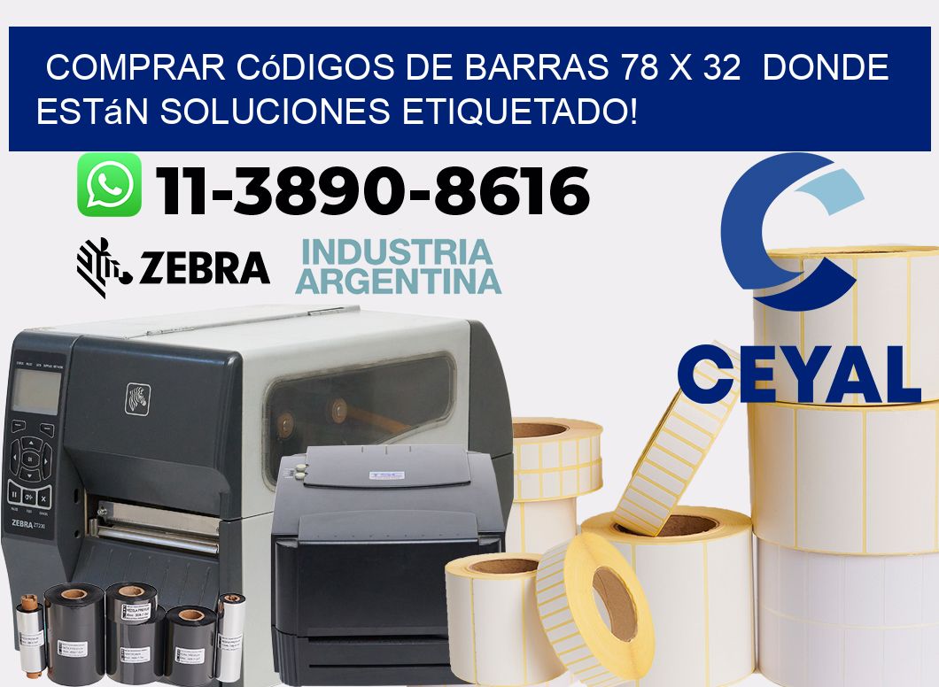 Comprar códigos de barras 78 x 32  donde están soluciones etiquetado!