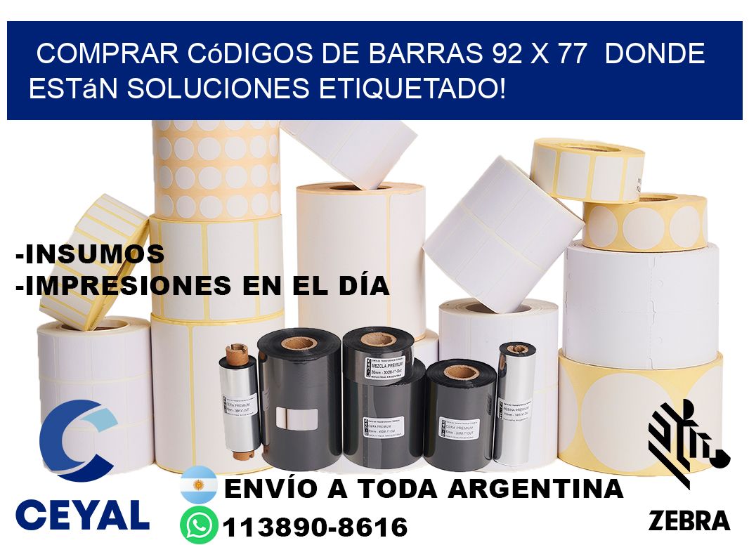 Comprar códigos de barras 92 x 77  donde están soluciones etiquetado!