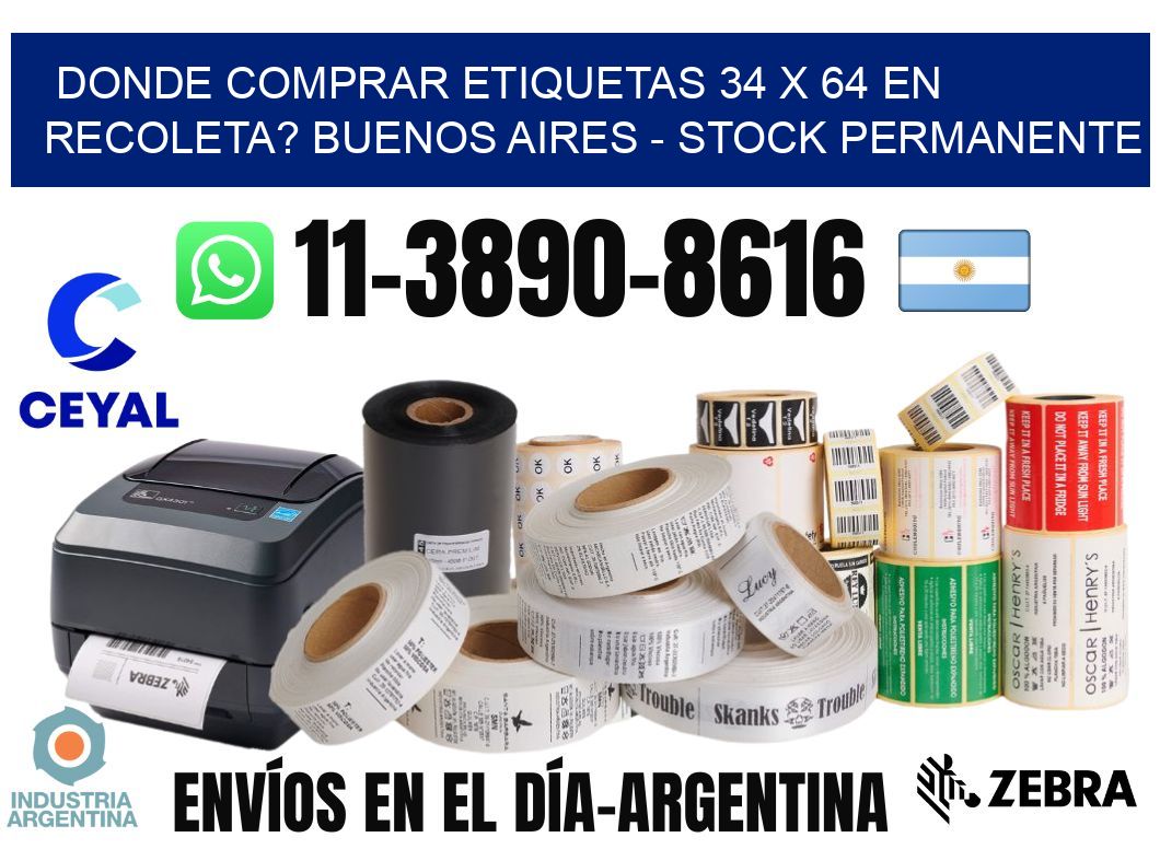 Donde Comprar etiquetas 34 x 64 en RECOLETA? Buenos Aires - Stock permanente