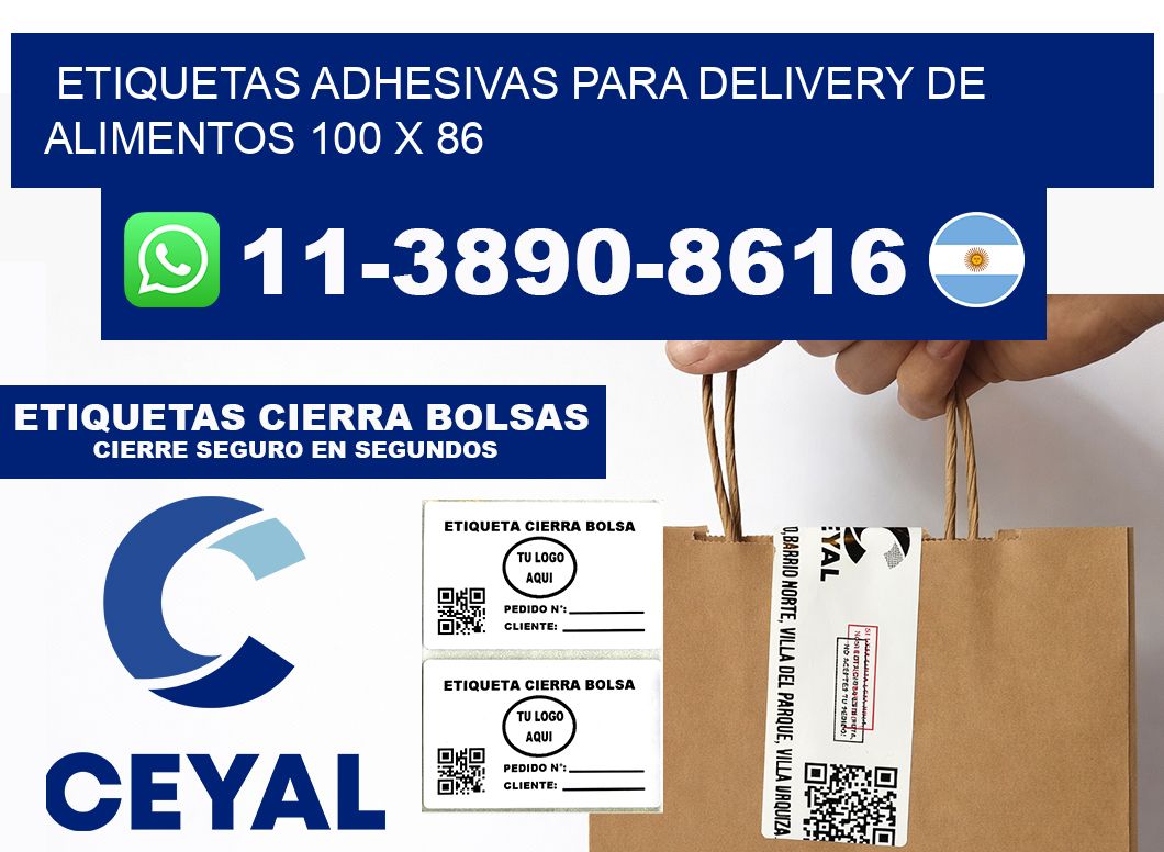 ETIQUETAS ADHESIVAS PARA DELIVERY DE ALIMENTOS 100 x 86