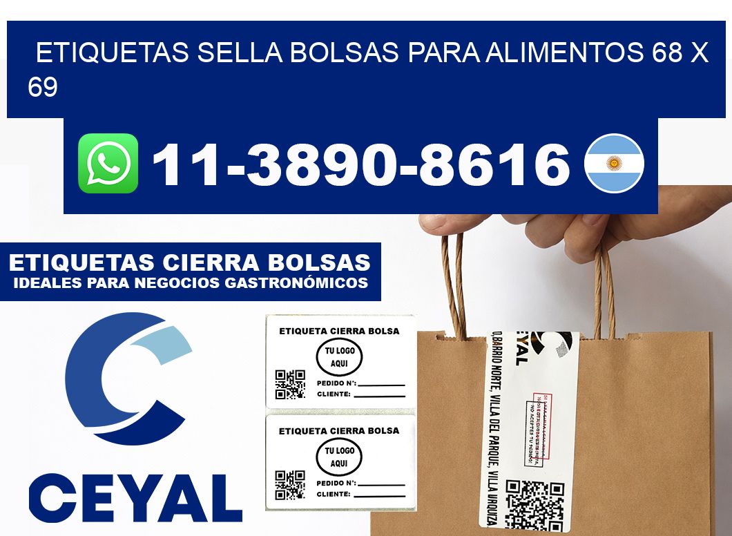 ETIQUETAS SELLA BOLSAS PARA ALIMENTOS 68 x 69