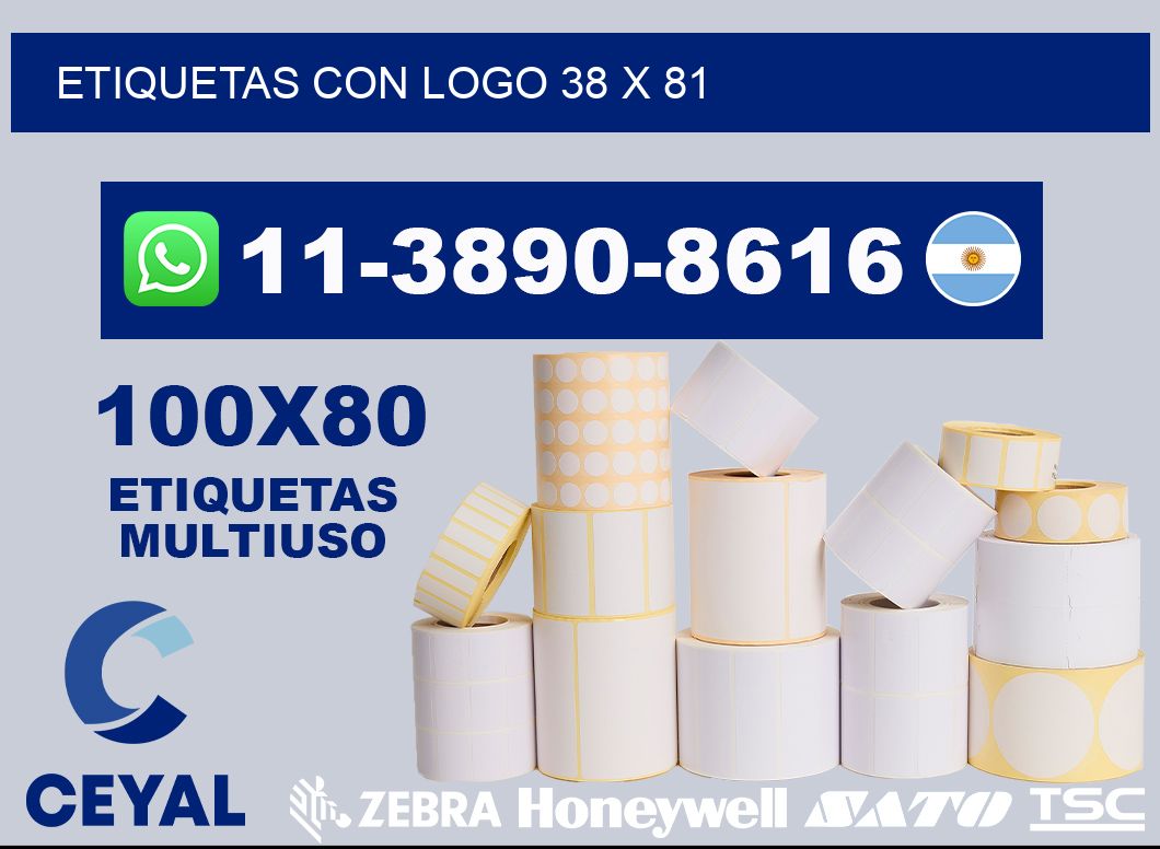 Etiquetas con logo 38 x 81