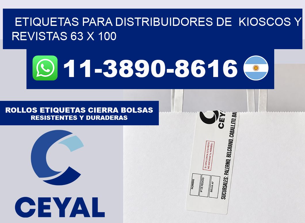 Etiquetas para distribuidores de  kioscos y revistas 63 x 100