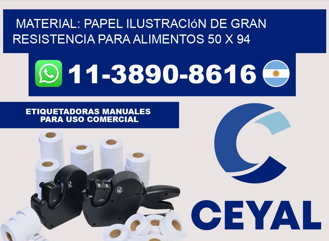 Material: papel ilustración de gran resistencia para alimentos 50 x 94
