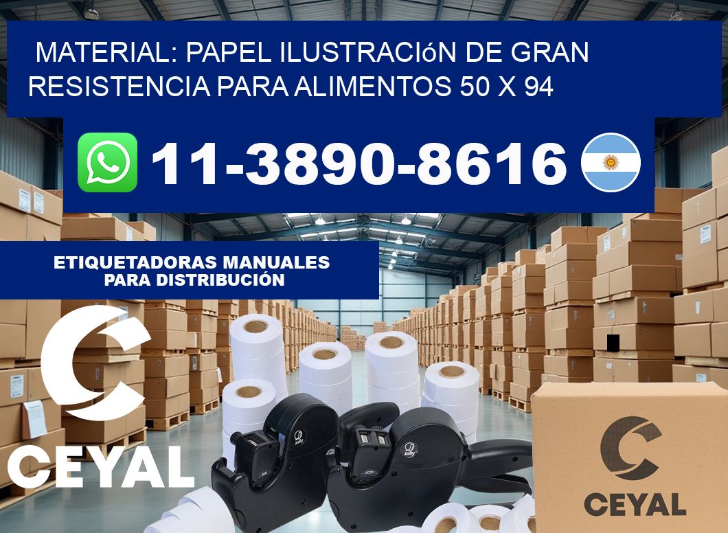 Material: papel ilustración de gran resistencia para alimentos 50 x 94